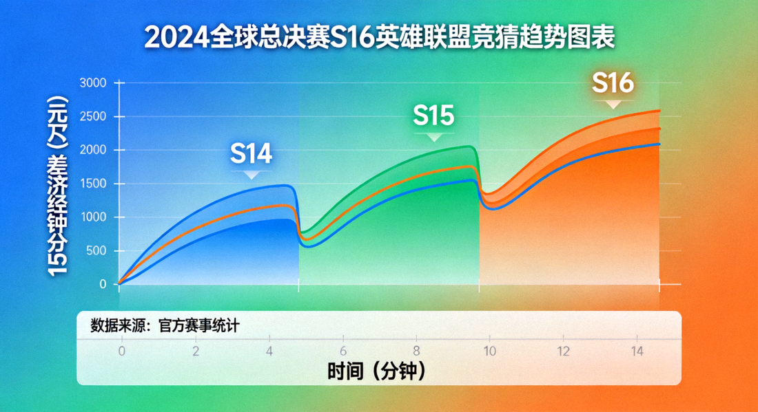 S16英雄联盟竞猜趋势图表：15分钟经济差分布曲线与近三个赛季对比数据